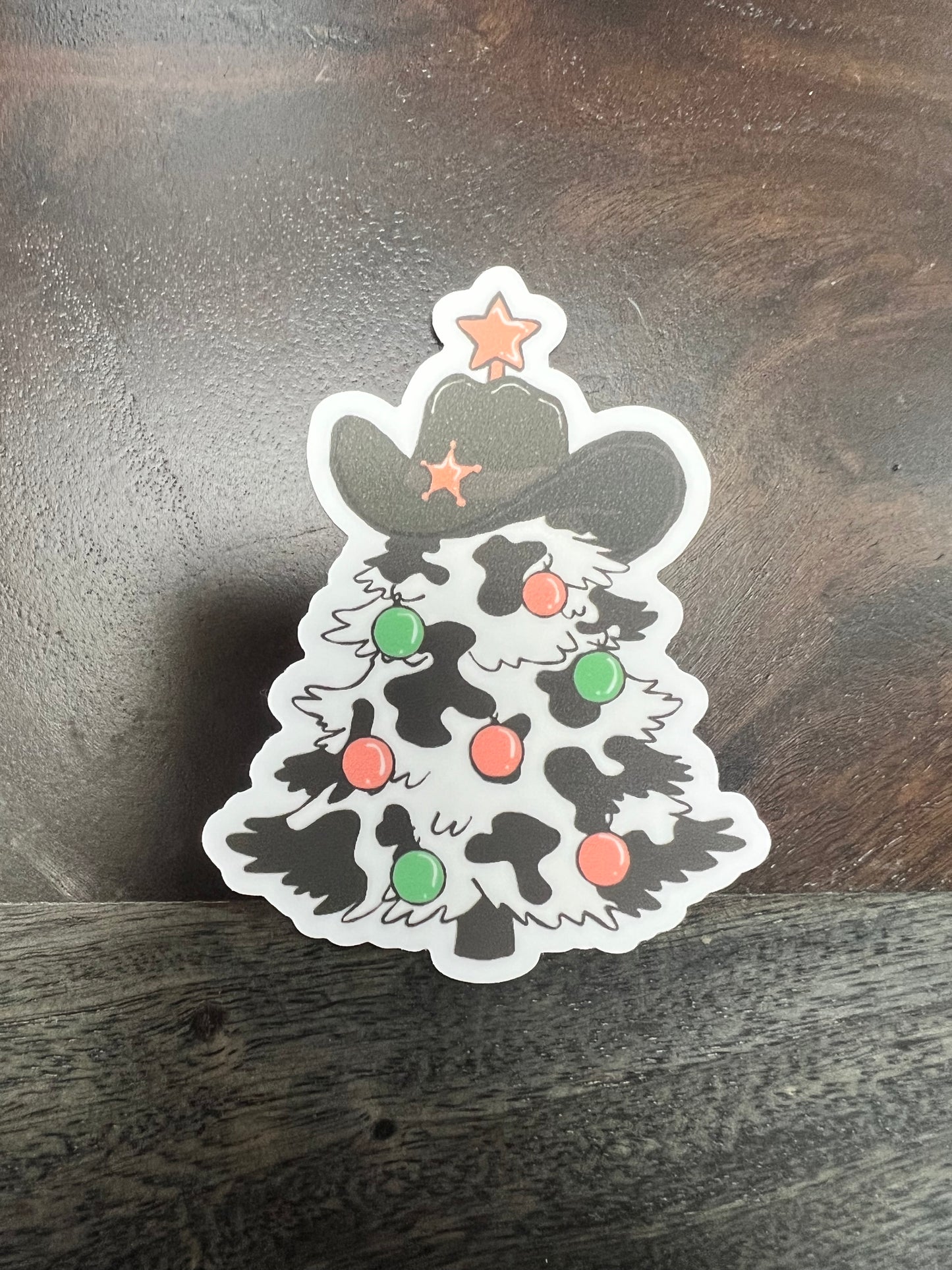 Sticker: Holiyay Brown Cow Christmas
