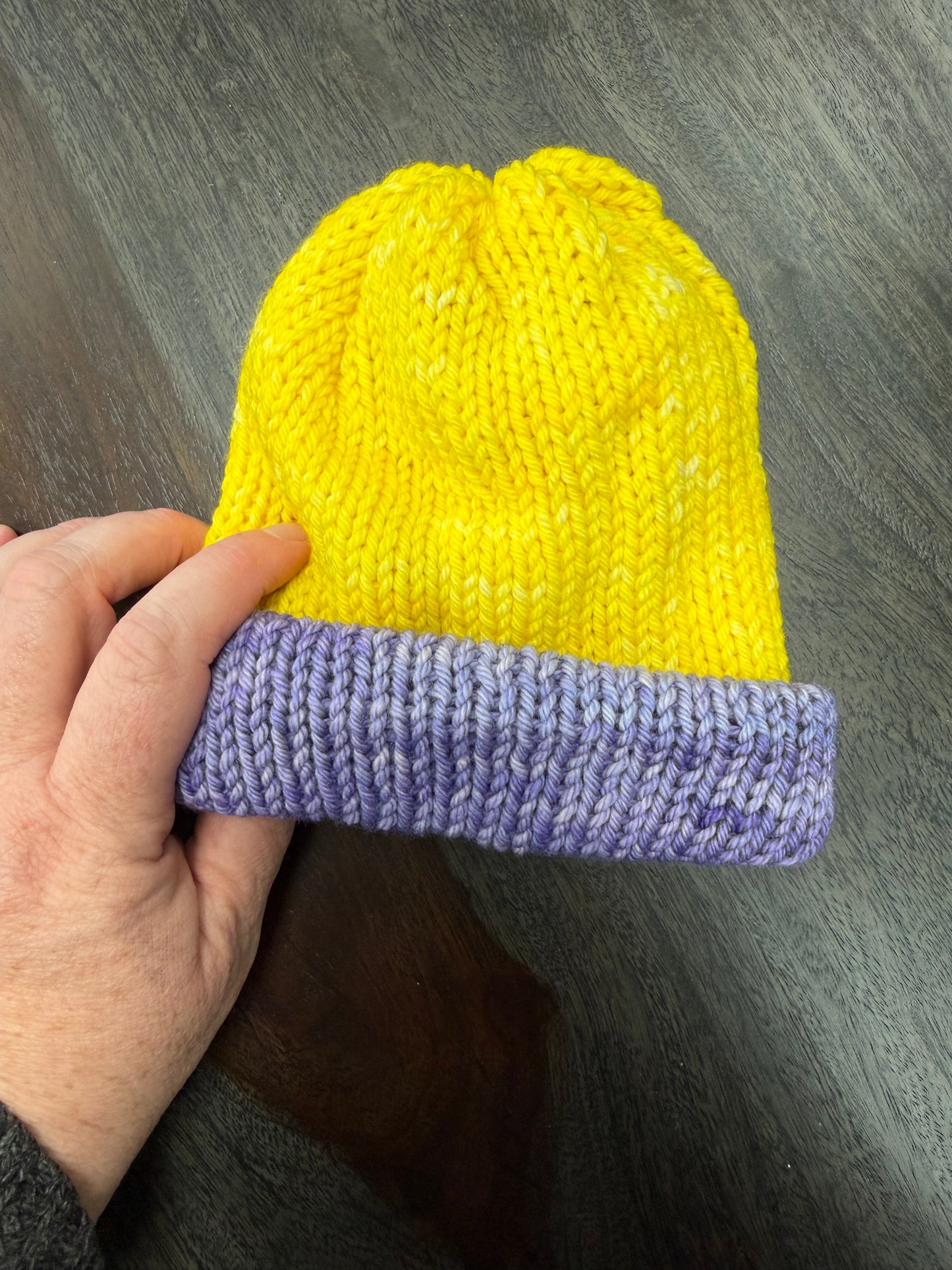 Baby Beanie: Purple-Yellow Stripe