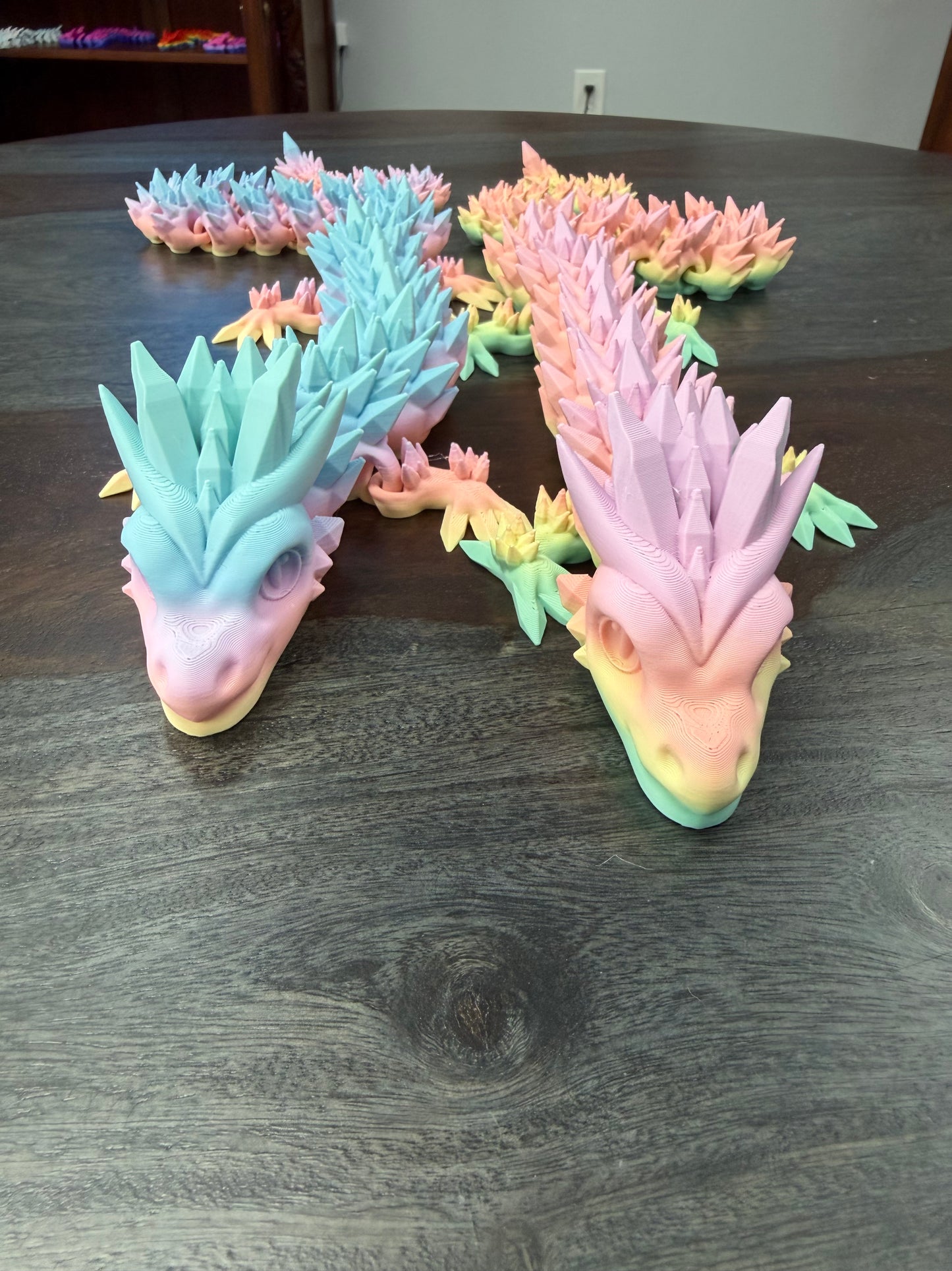 3-D Printed Crystal Dragon (Pastel Rainbow)