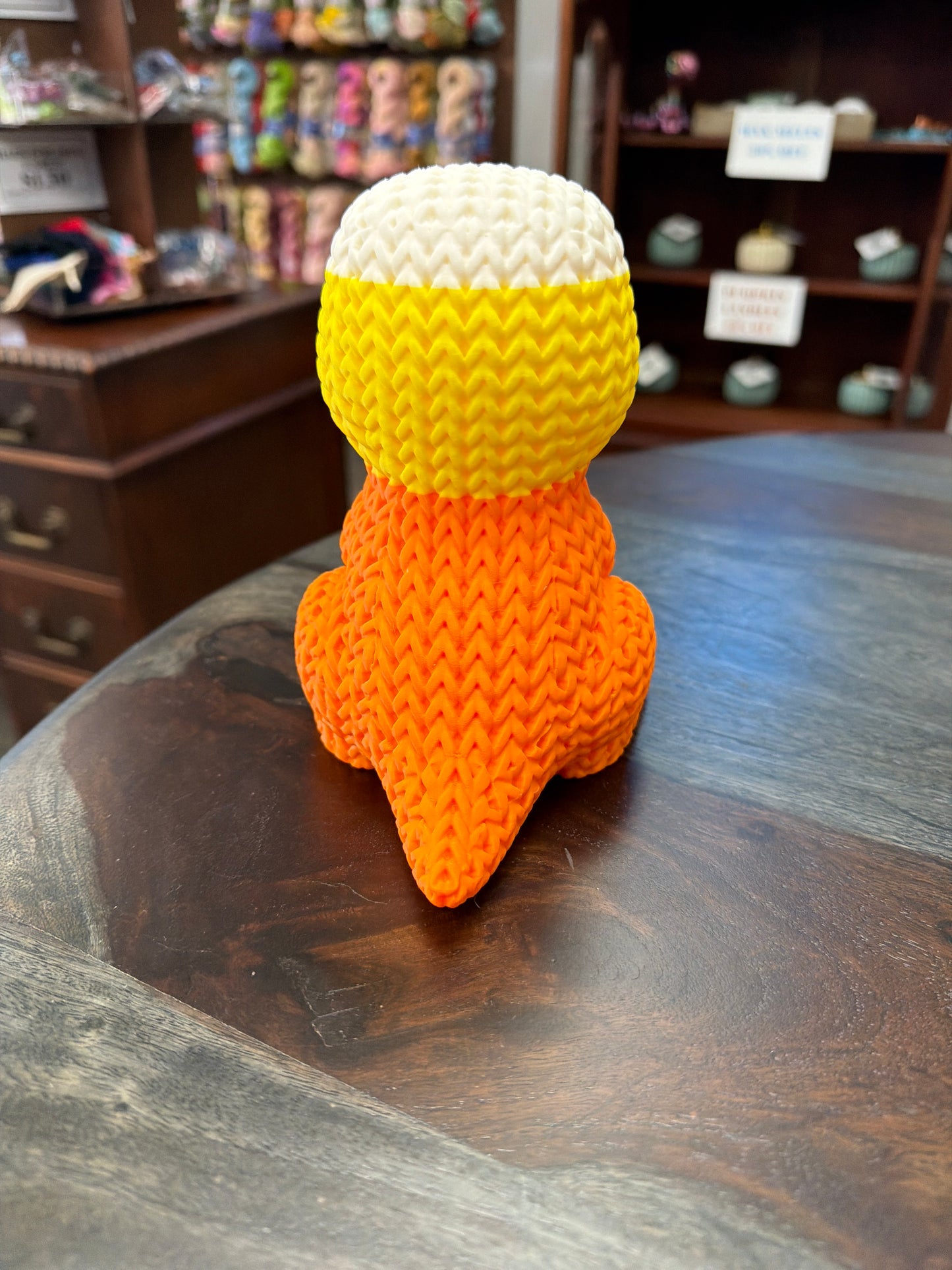 3-D Printed Candy Corn Knit Dino