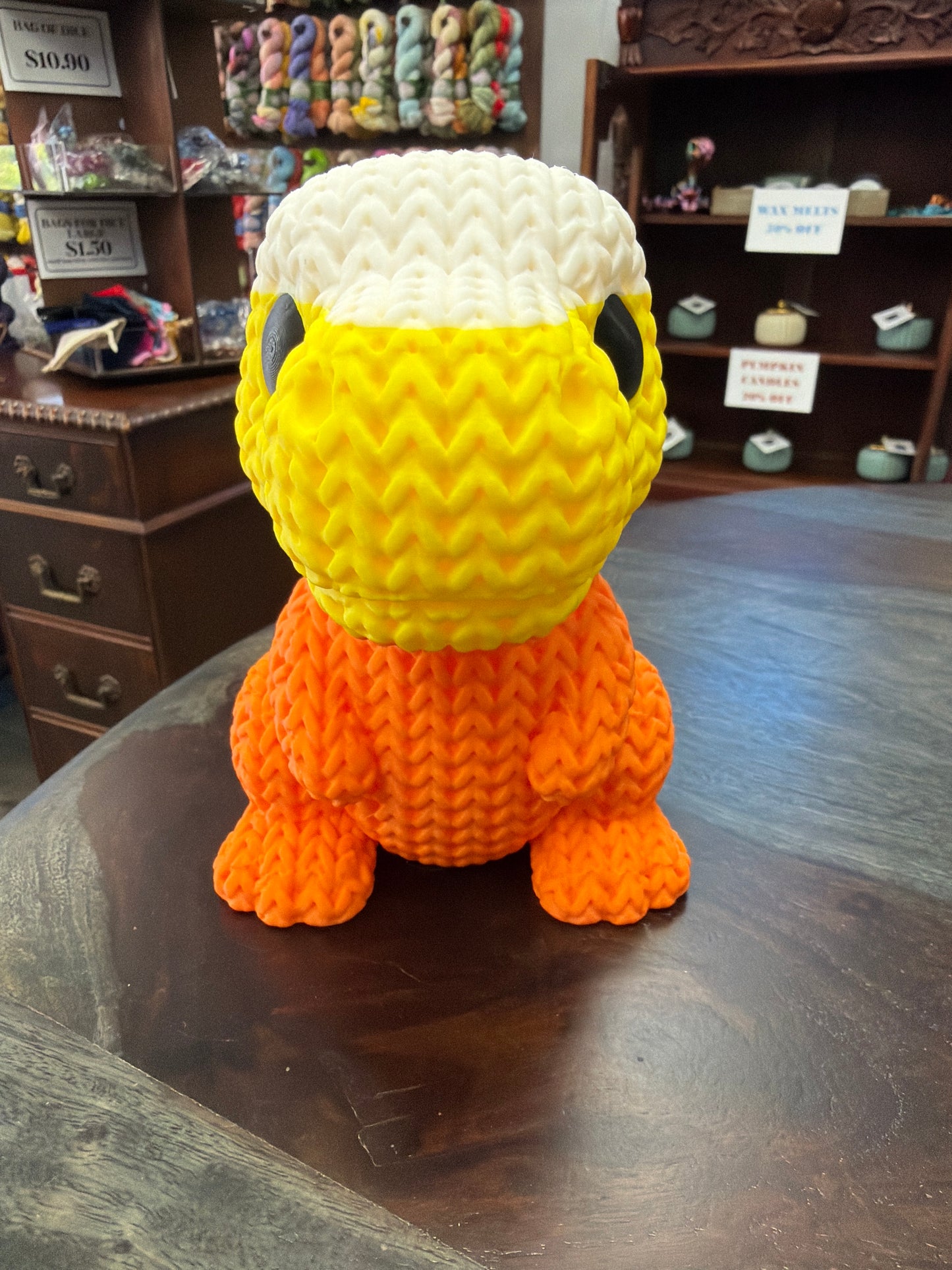 3-D Printed Candy Corn Knit Dino