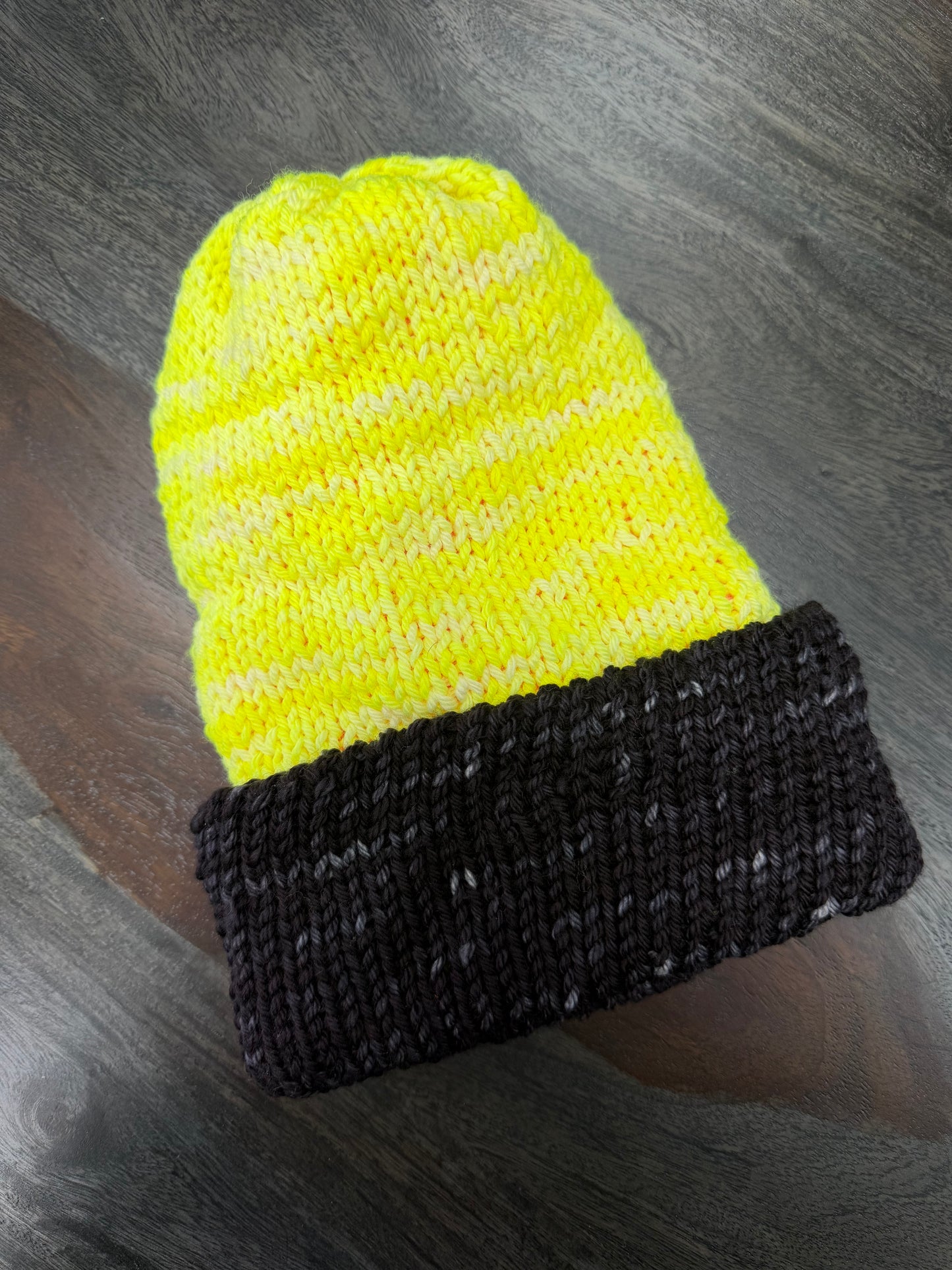 Beanie: Neon Pink & Yellow Reversible w/ Black