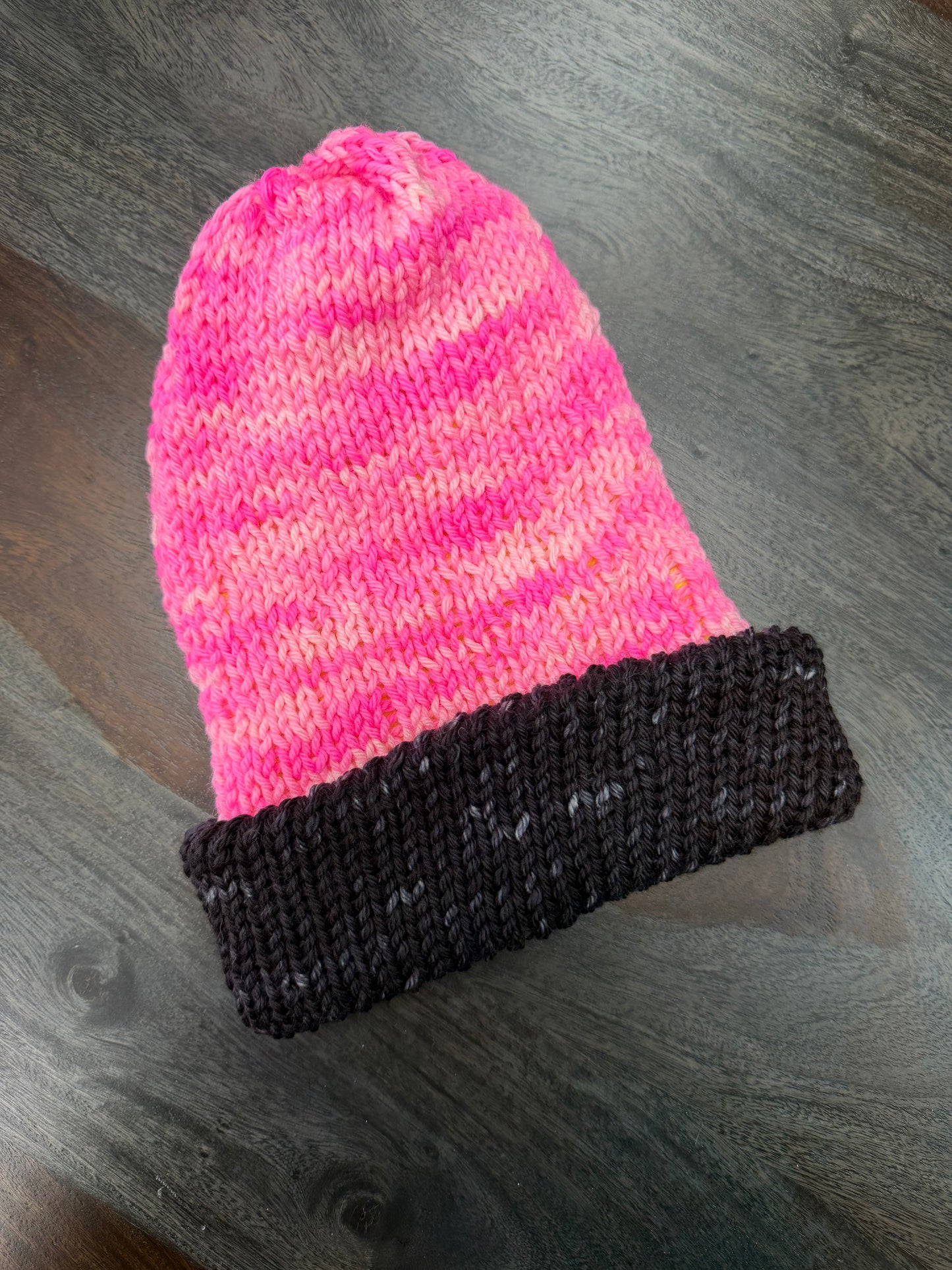 Beanie: Neon Pink & Yellow Reversible w/ Black