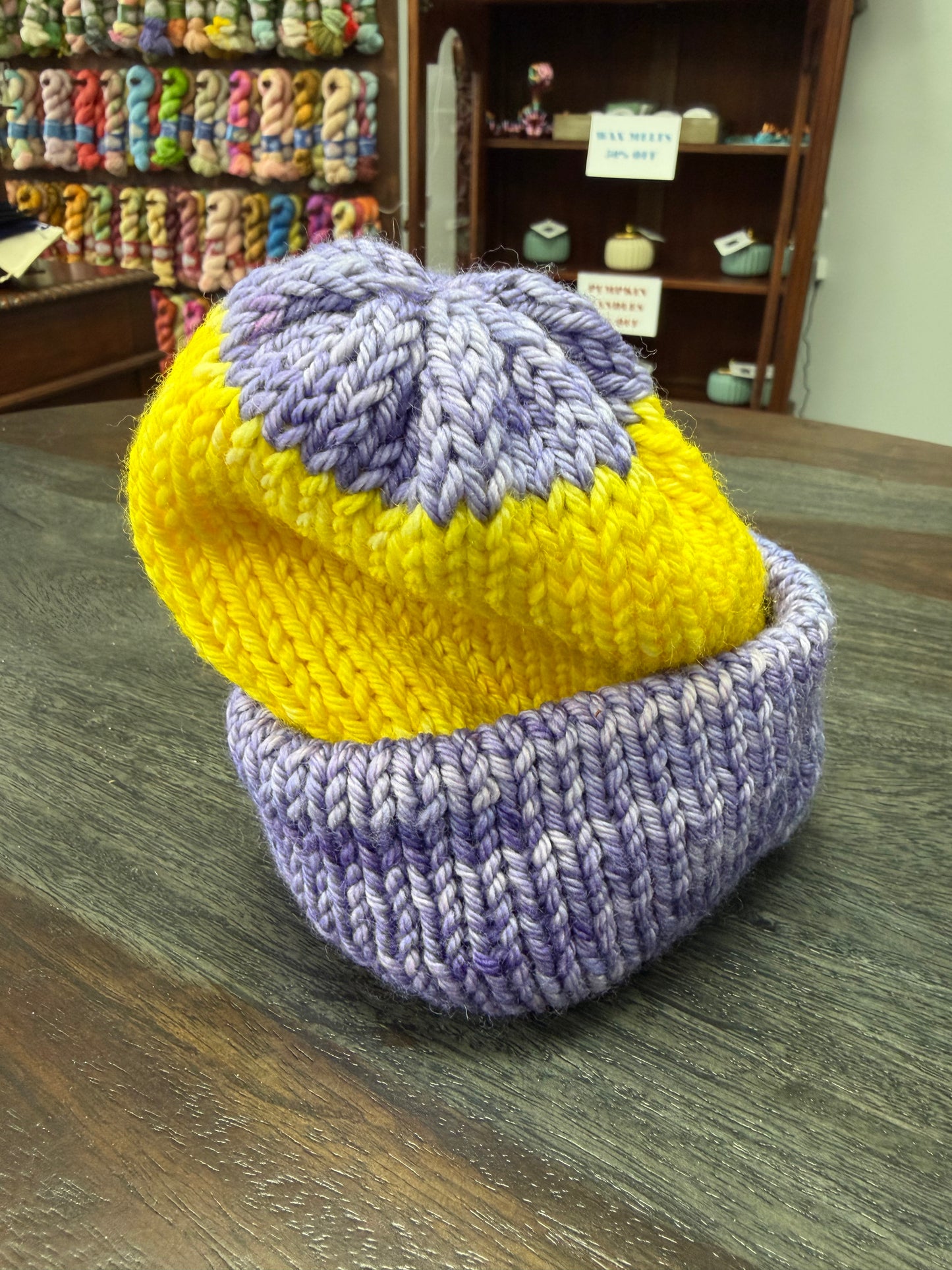 Baby Beanie: Purple-Yellow Stripe