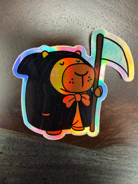 Sticker: Spooky Zoo Capybara Grim Reaper