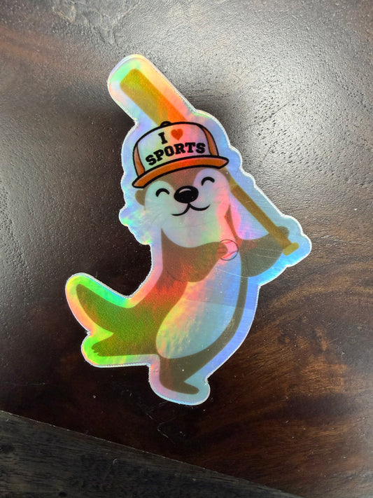Sticker: Spooky Zoo Otter Baseball Player