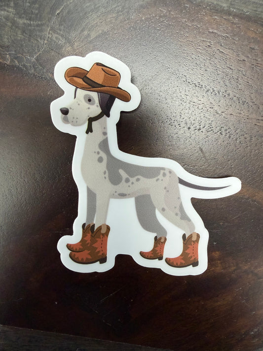 Sticker: Spooky Zoo Great Dane Cowboy