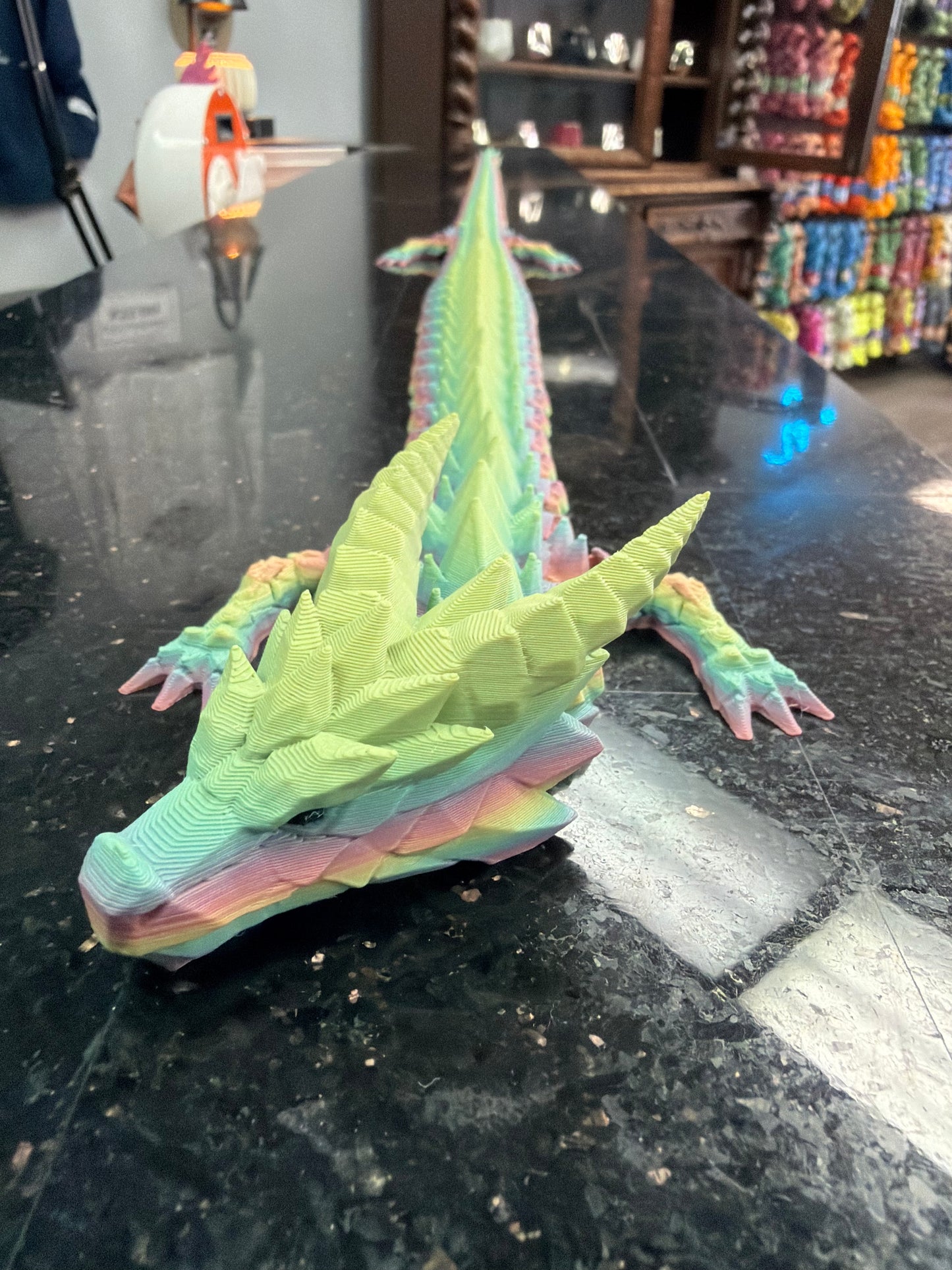 3-D Printed LONG Rainbow Crystal Dragon