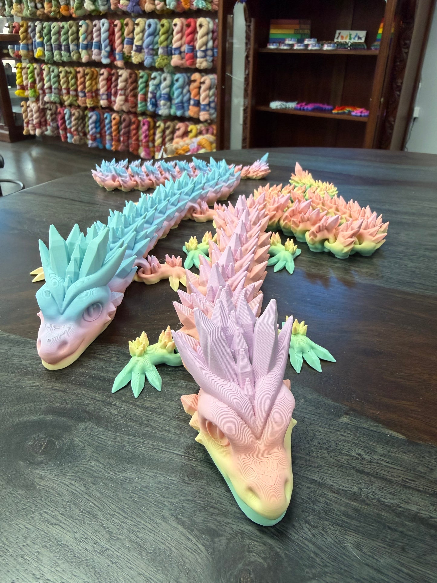 3-D Printed Crystal Dragon (Pastel Rainbow)