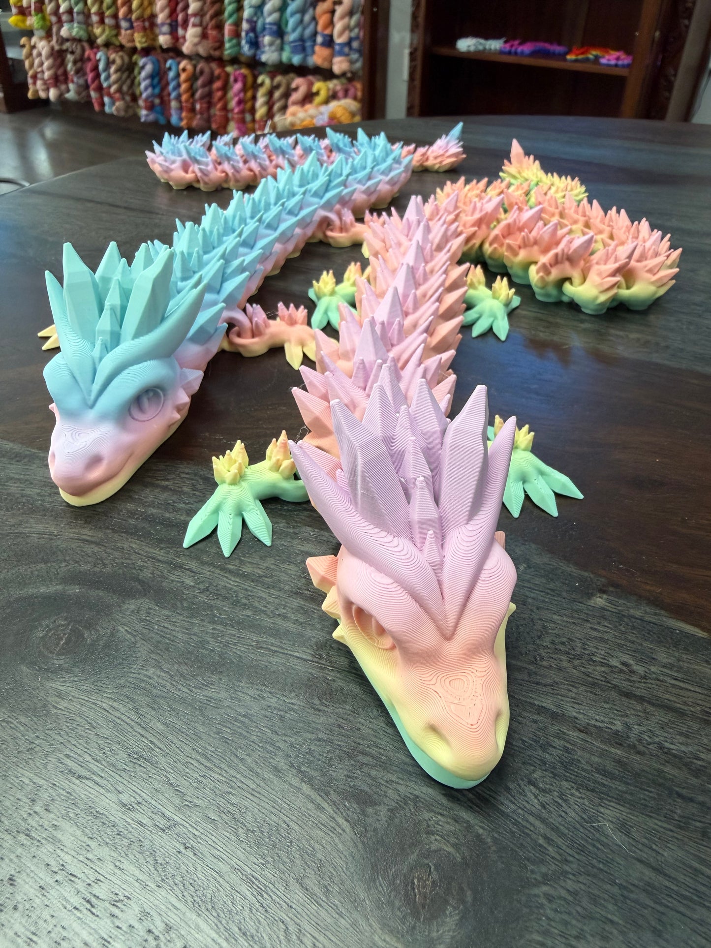 3-D Printed Crystal Dragon (Pastel Rainbow)