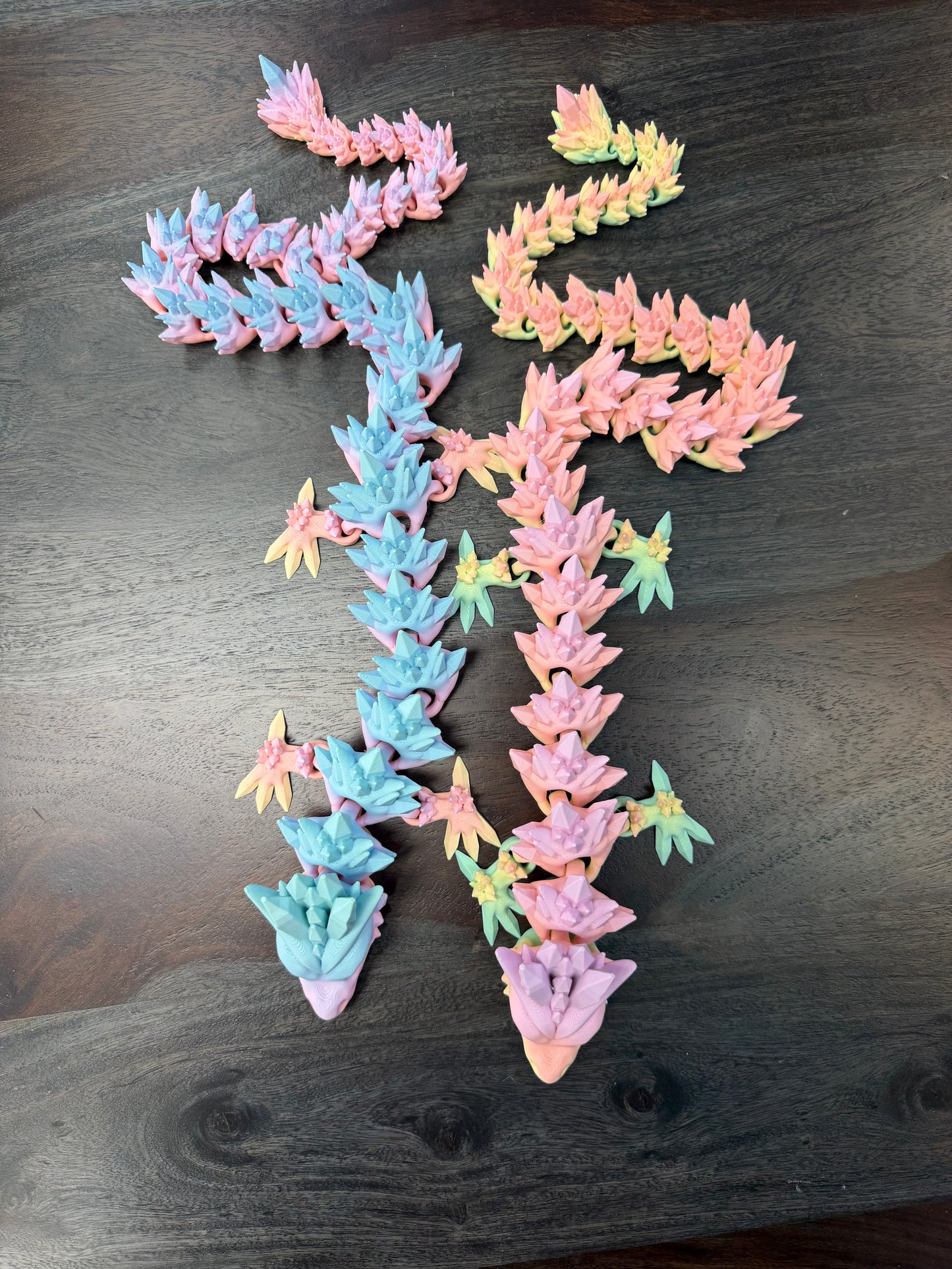 3-D Printed Crystal Dragon (Pastel Rainbow)