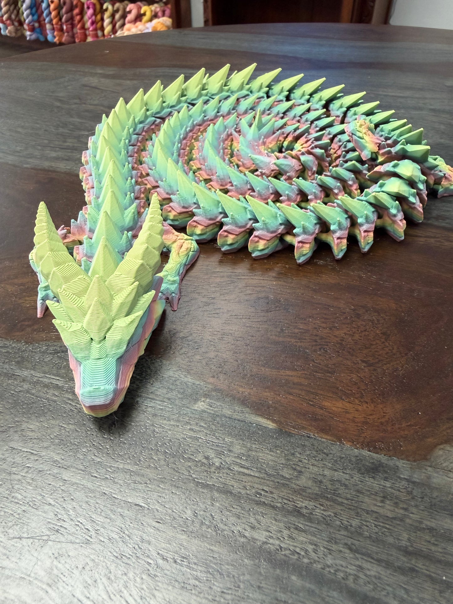3-D Printed LONG Rainbow Crystal Dragon