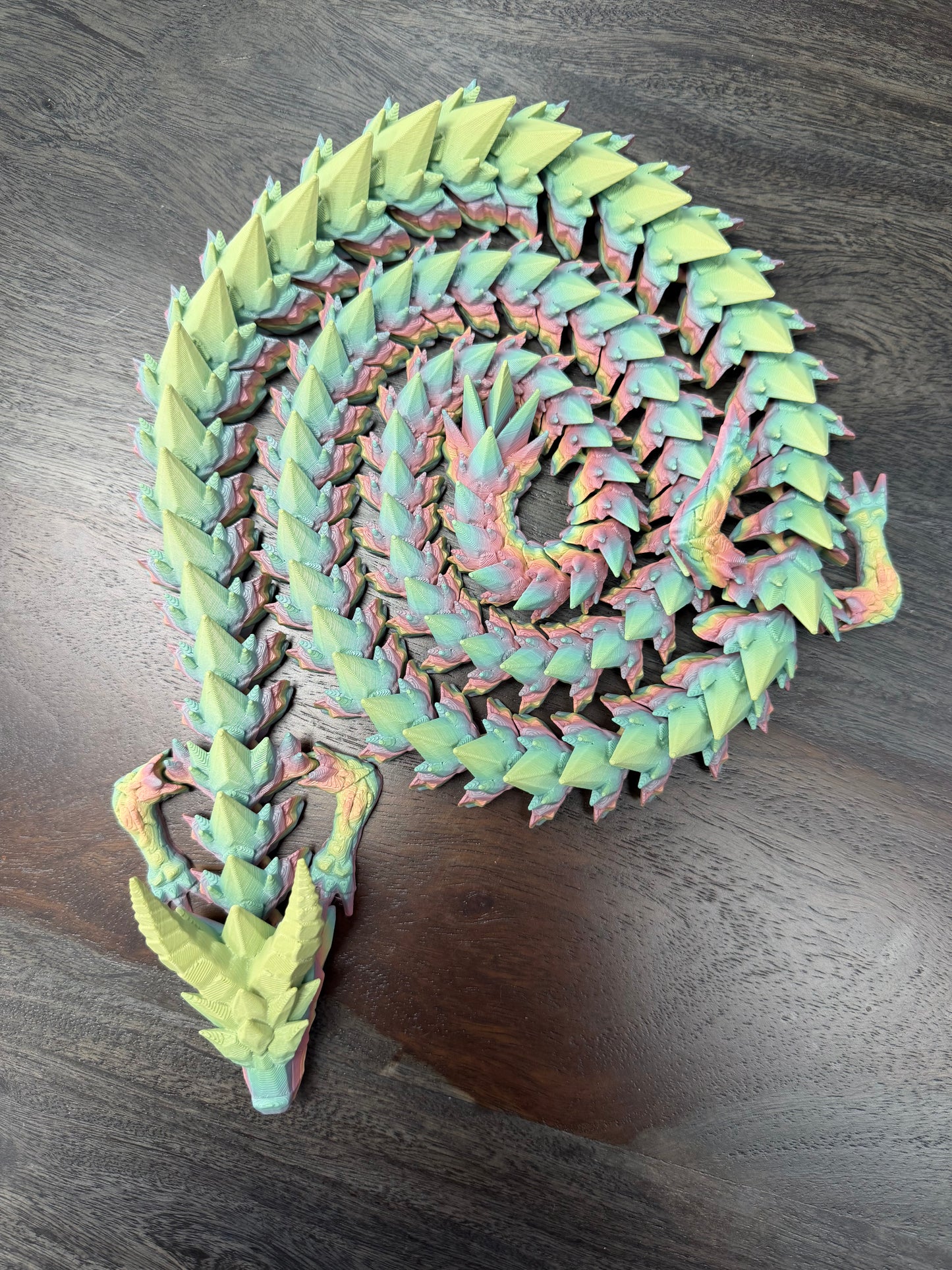 3-D Printed LONG Rainbow Crystal Dragon