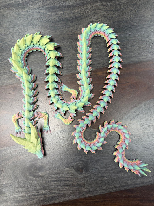 3-D Printed LONG Rainbow Crystal Dragon